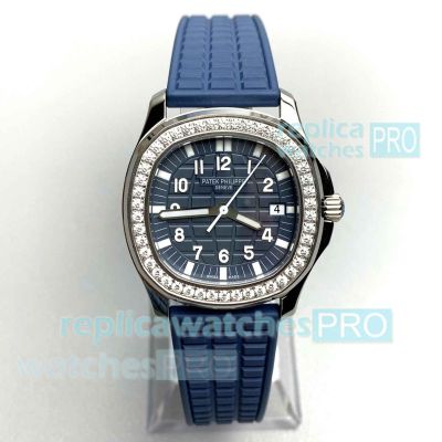 PPF Swiss Clone Patek Philippe Aquanaut 5067A Blue Dial Diamond 35.6mm Quartz Watch 